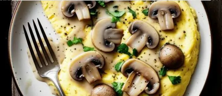 Omelette con funghi e formaggio spalmabile